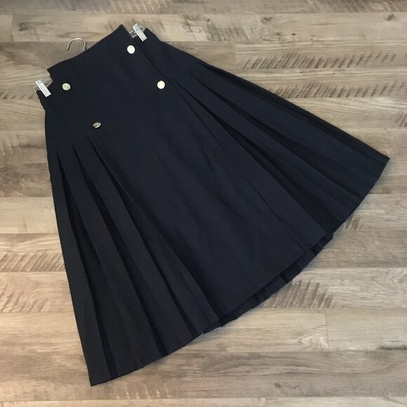 Designer Double-Breasted Pleated Official Military Skirt 28W - Picture 7 of 12